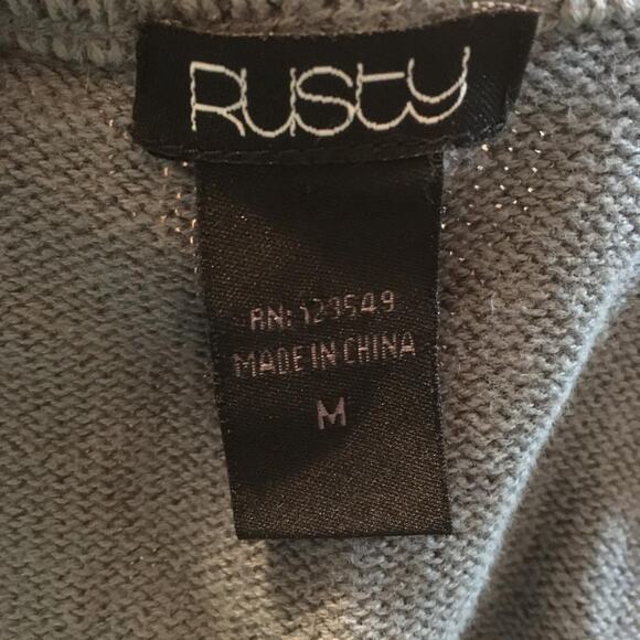 Rusty Gray-Black-White Polka Dot 100% Cotton Cardigan Sweater M - Picture 7 of 7